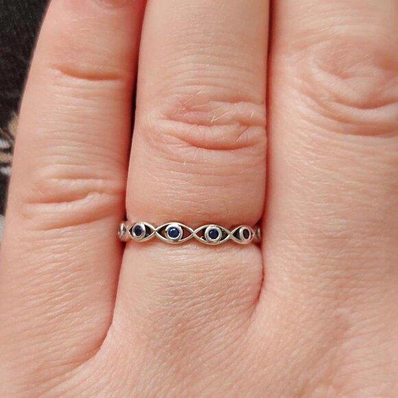 925 Sterling Silver Blue Eye Ring - Picture 3 of 8